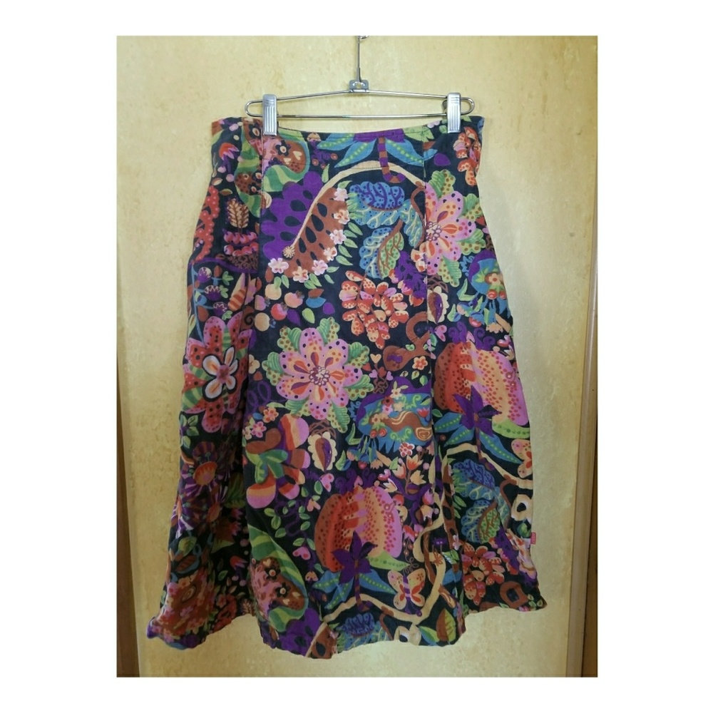 VINTAGE abstract floral print velvet skirt